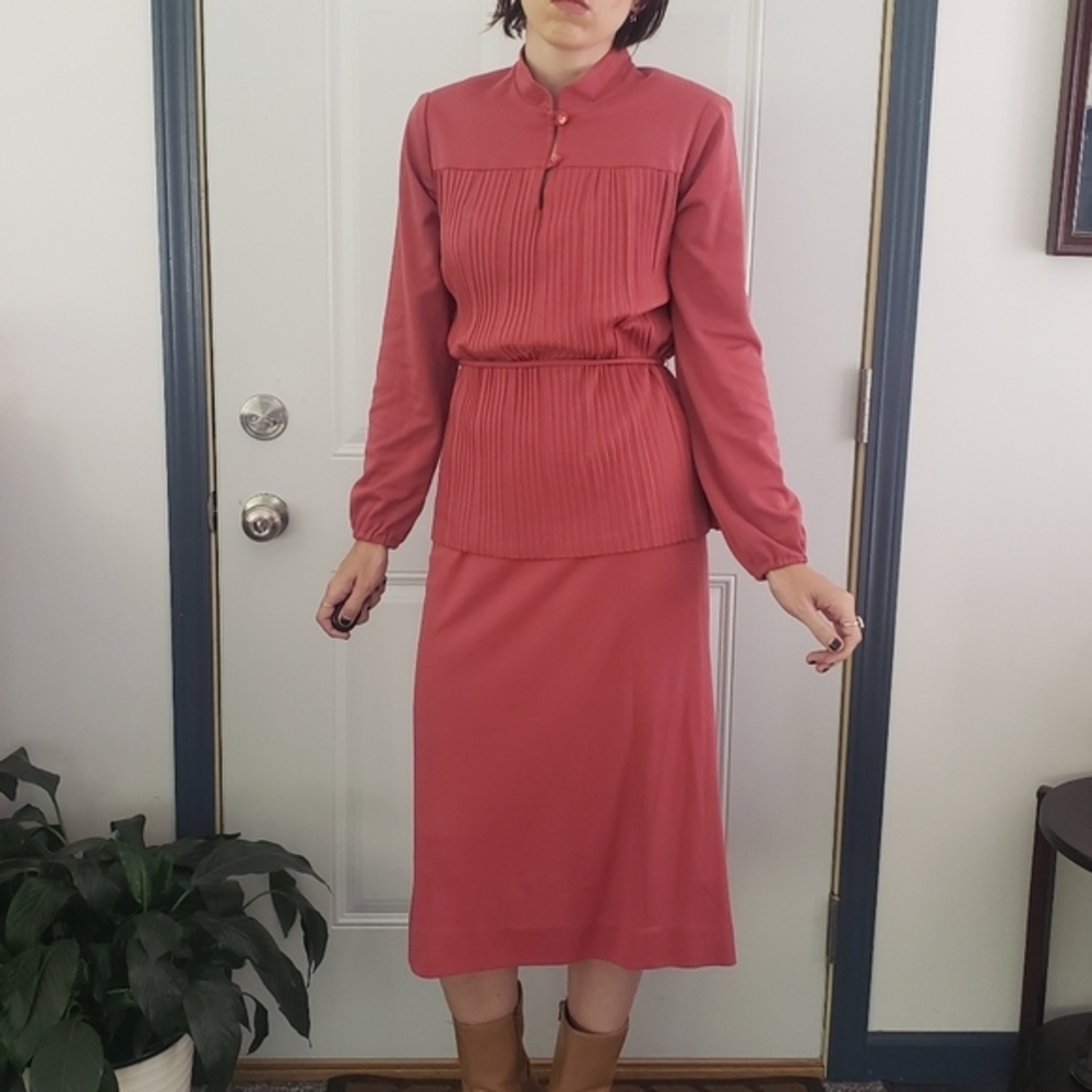 Vintage 70s Mauve Skirt Set